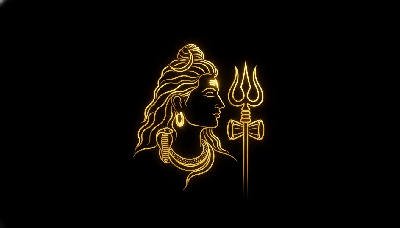 Modern abstract neon line art mahadev photo with black background