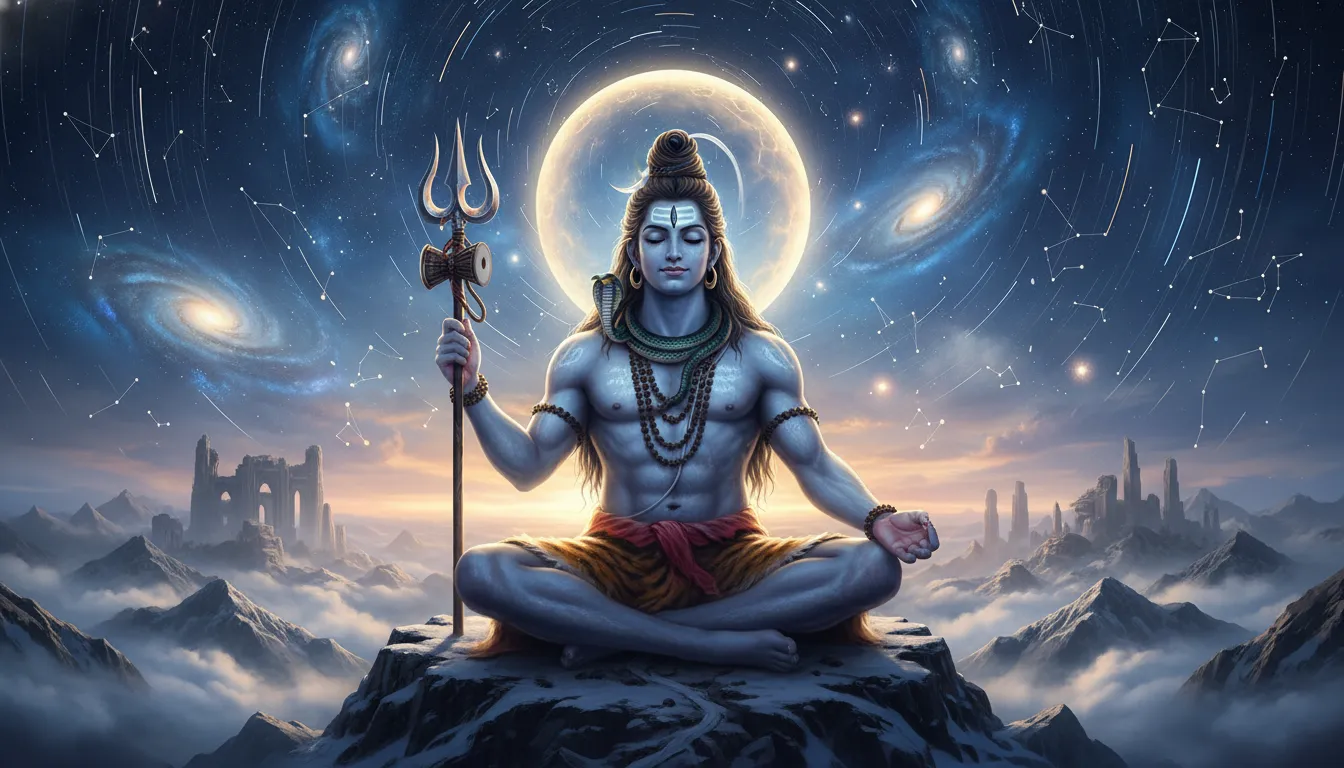 Lord Shiva with crescent moon on head