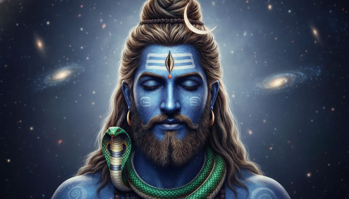 Lord Shiva blue skin close up download HD portrait for desktop