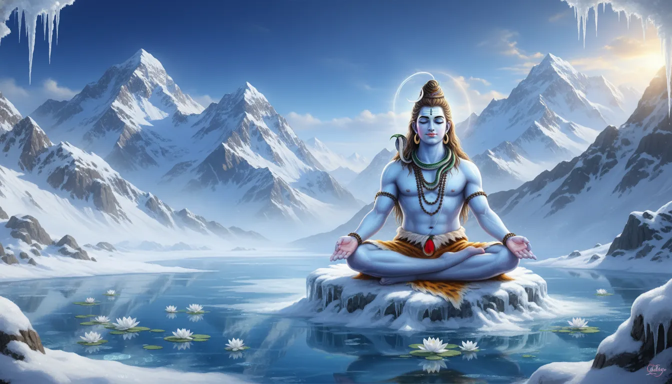 lord shiva meditating in himalaya mountains hd image