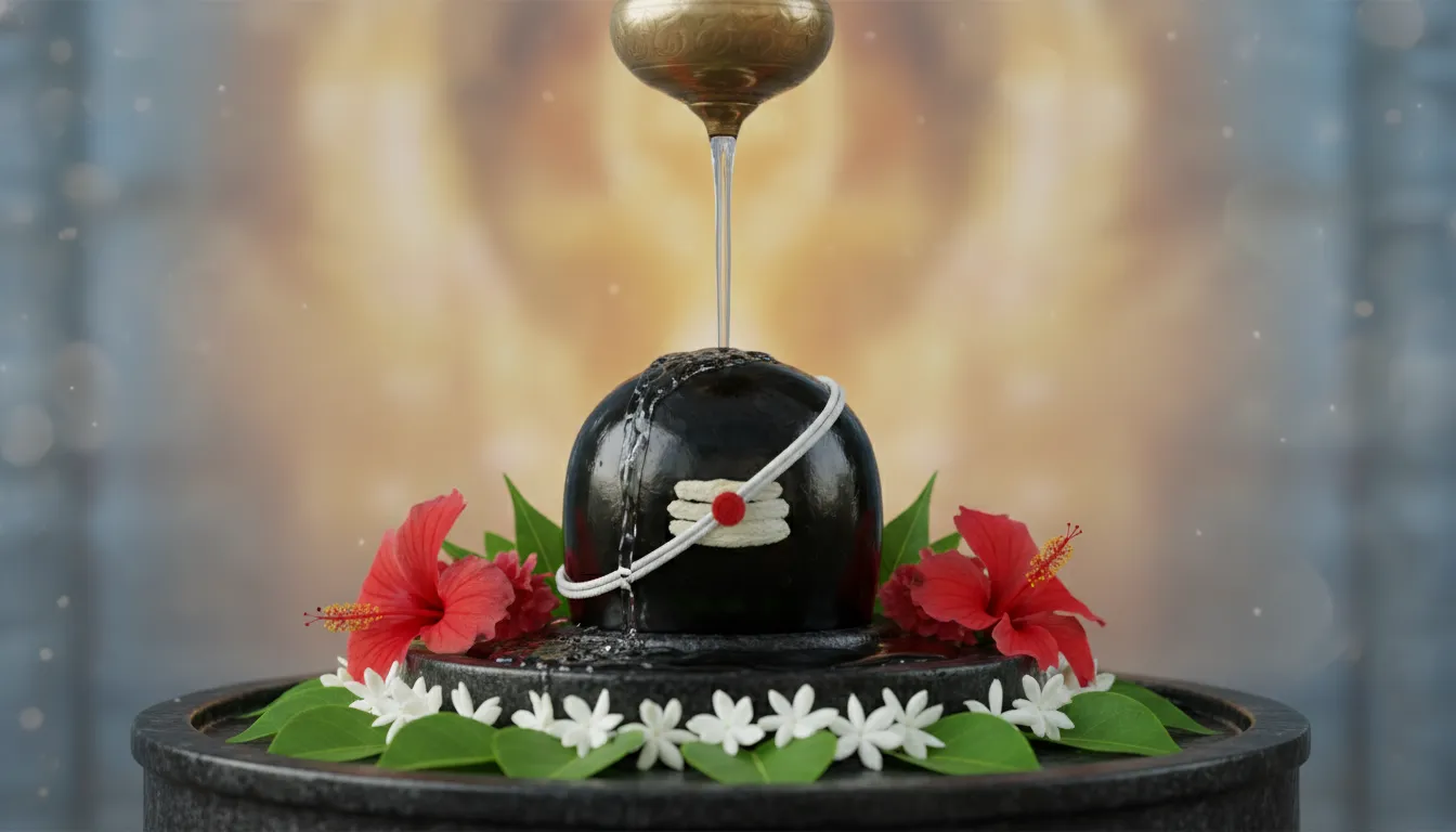 Lord Shiva Shivling with water and flowers download HD image for devotion