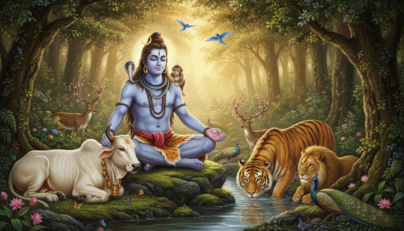 lord shiva holding dog symbol of kindness