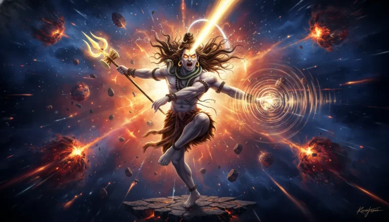 Lord Shiva angry photo during cosmic Rudra Tandav dance in universe