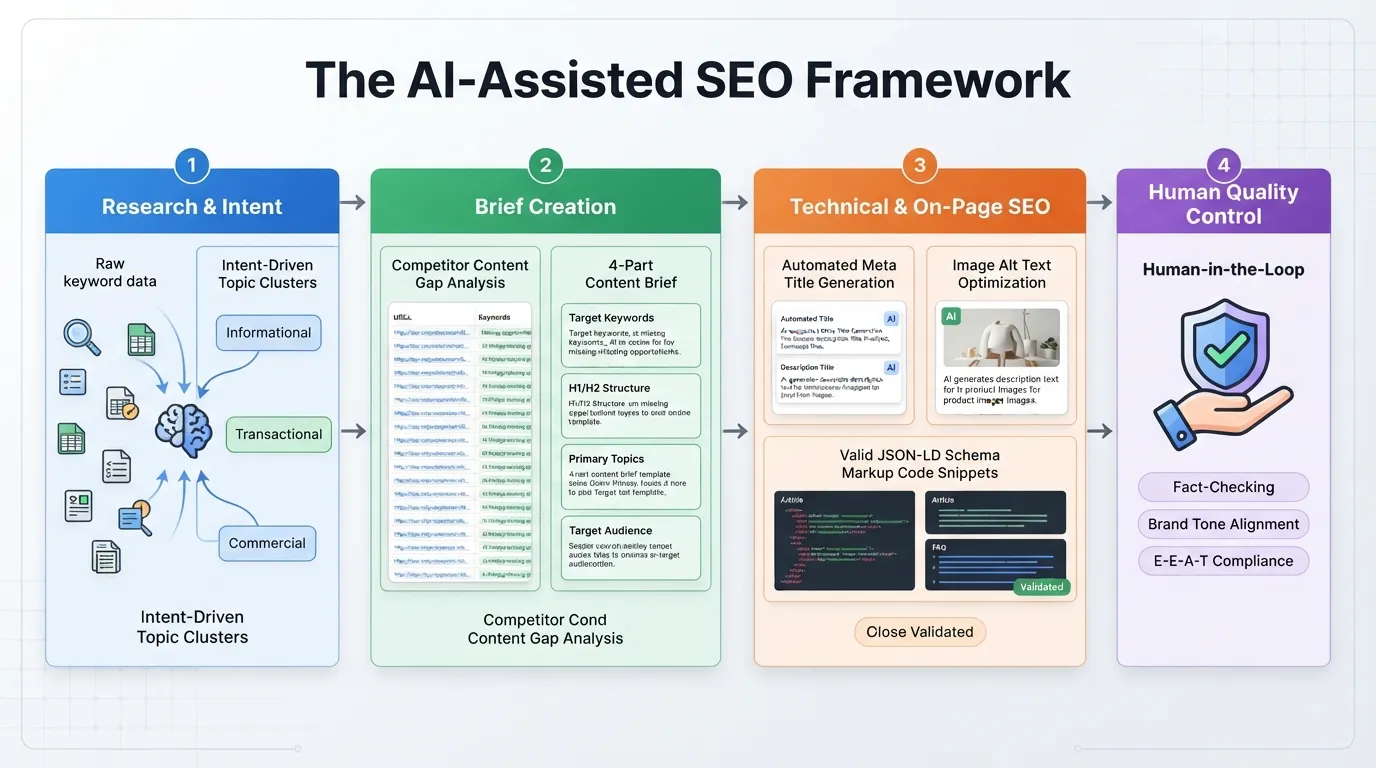 AI for SEO and content strategy workflow diagram
