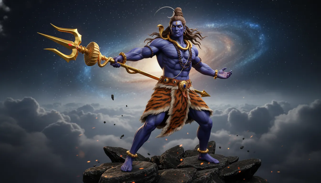 Golden 3D Lord Shiva image 1080p download for desktop.