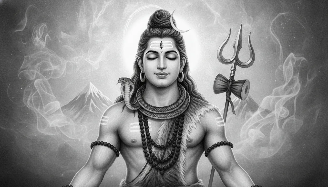 Peaceful Lord Shiva black and white HD devotional image