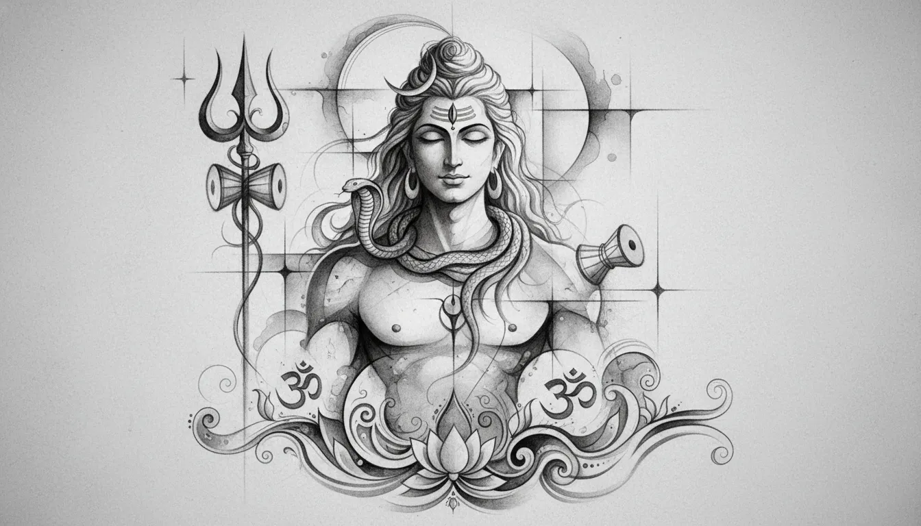 Abstract Lord Shiva black and white HD spiritual artwork