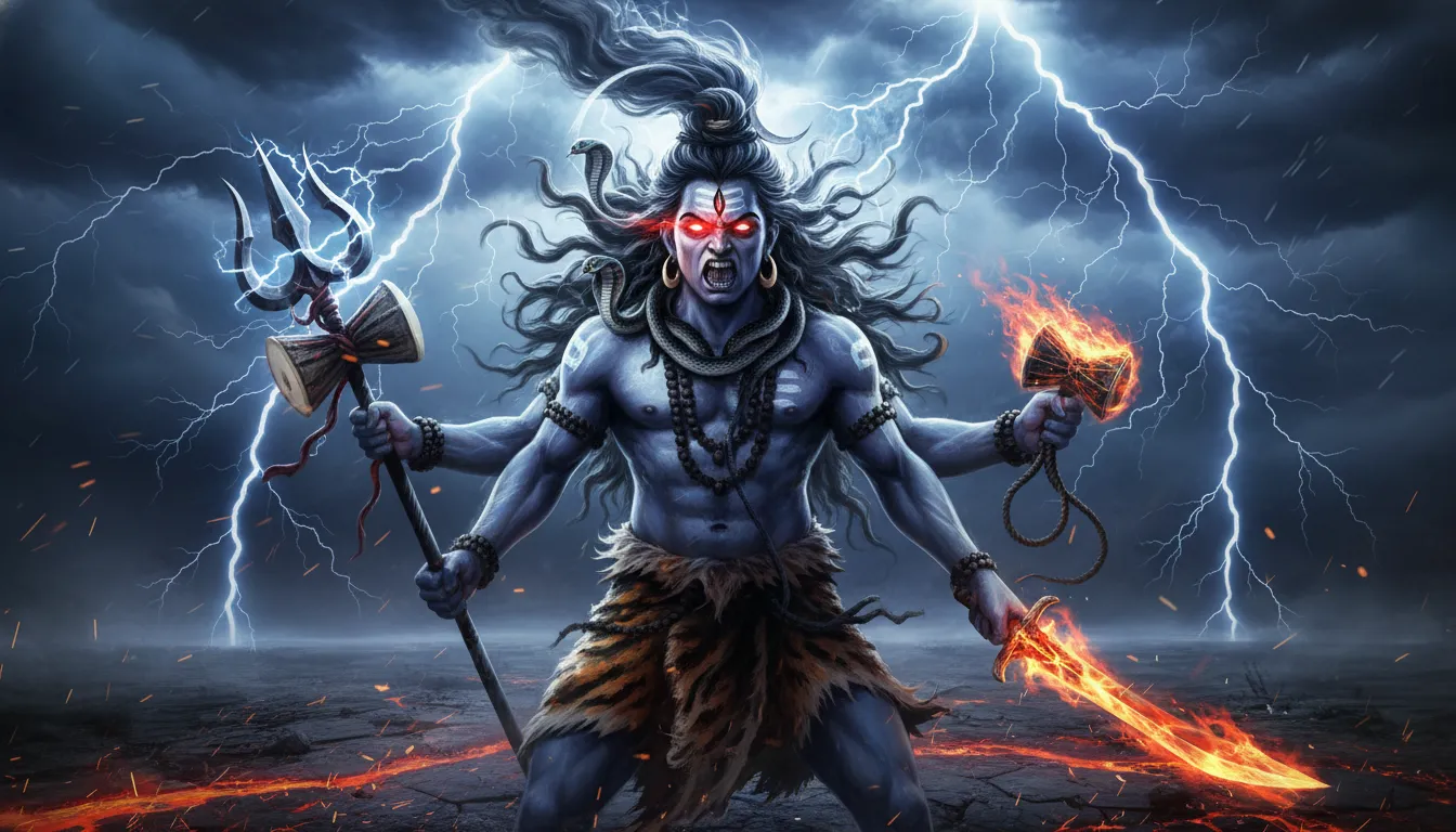 Fierce Lord Shiva Rudra avatar in high resolution for mobile download.