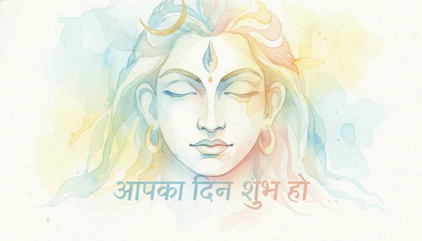 Watercolor style Lord Shiva morning image with Hindi quotes.