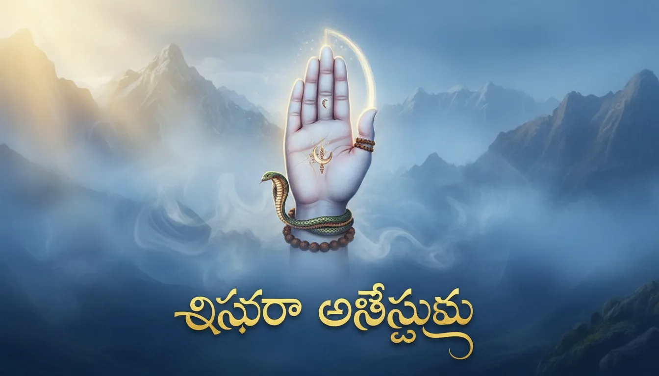 Lord Shiva's hand in blessing gesture with Telugu morning wishes wallpaper.