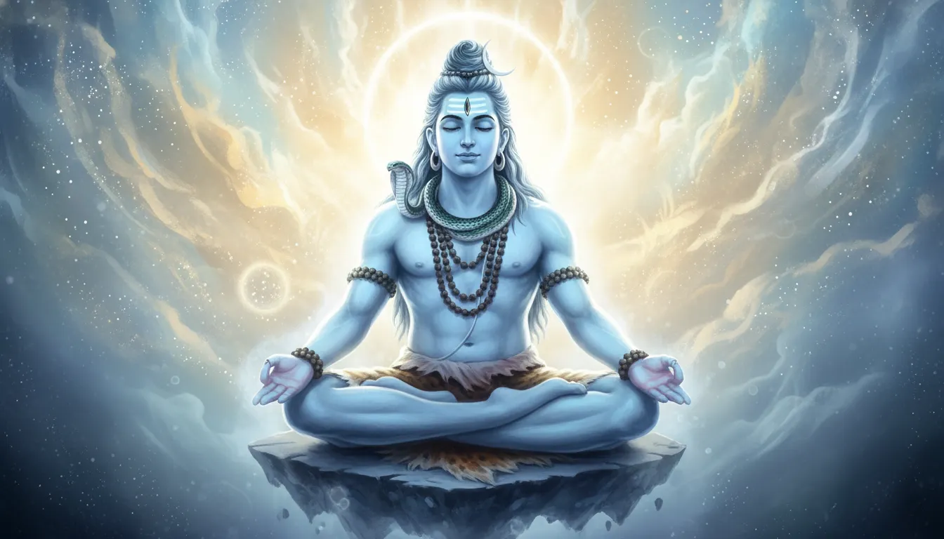 Lord Shiva with blue spiritual aura for phone wallpaper