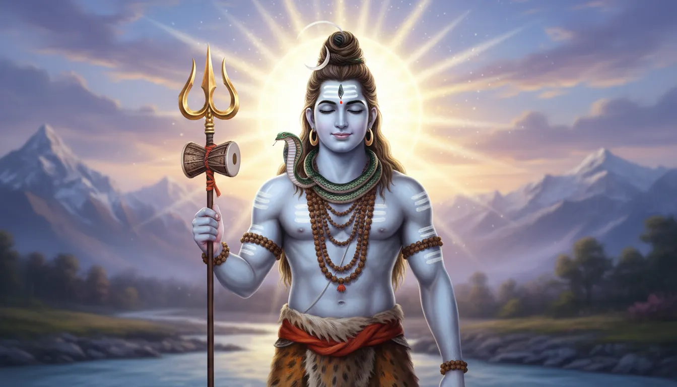 Lord Shiva surrounded by divine light for mobile wallpaper