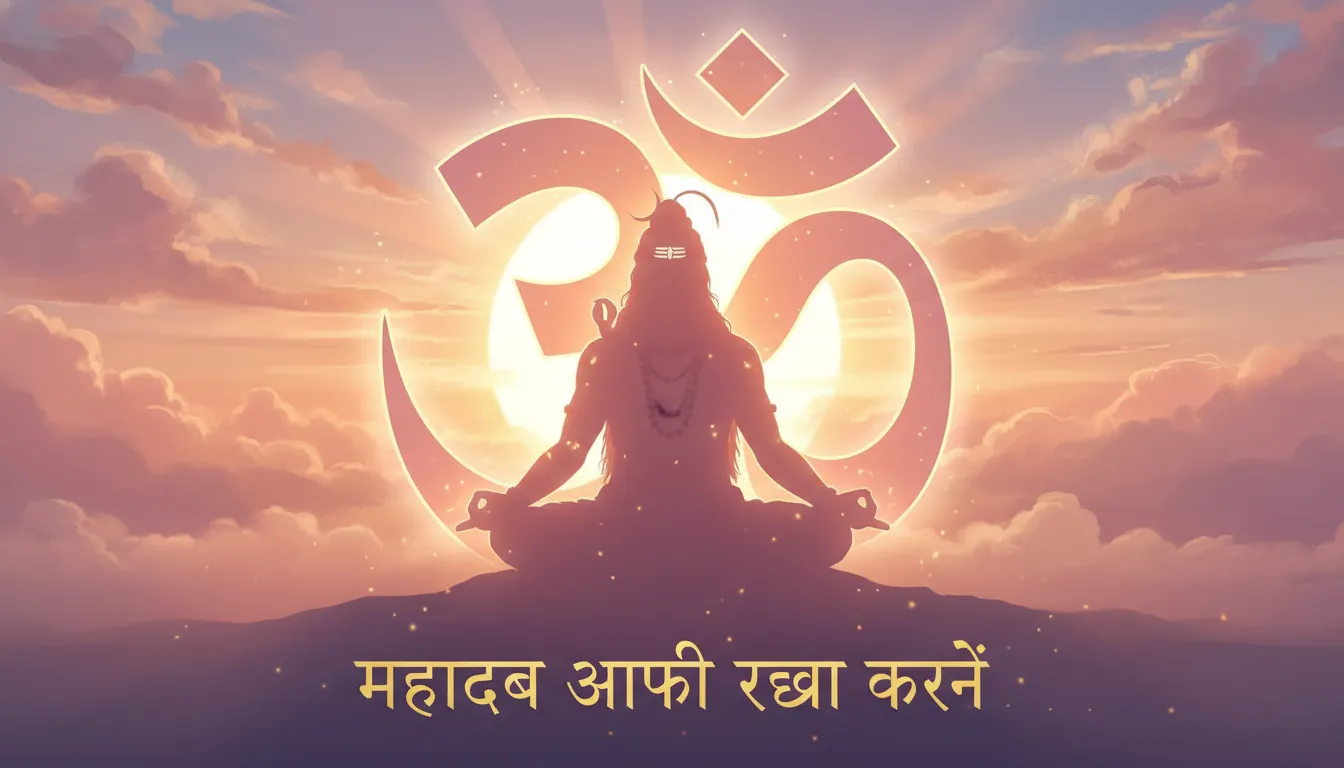 Lord Shiva in a cosmic morning background with Hindi Suprabhat.