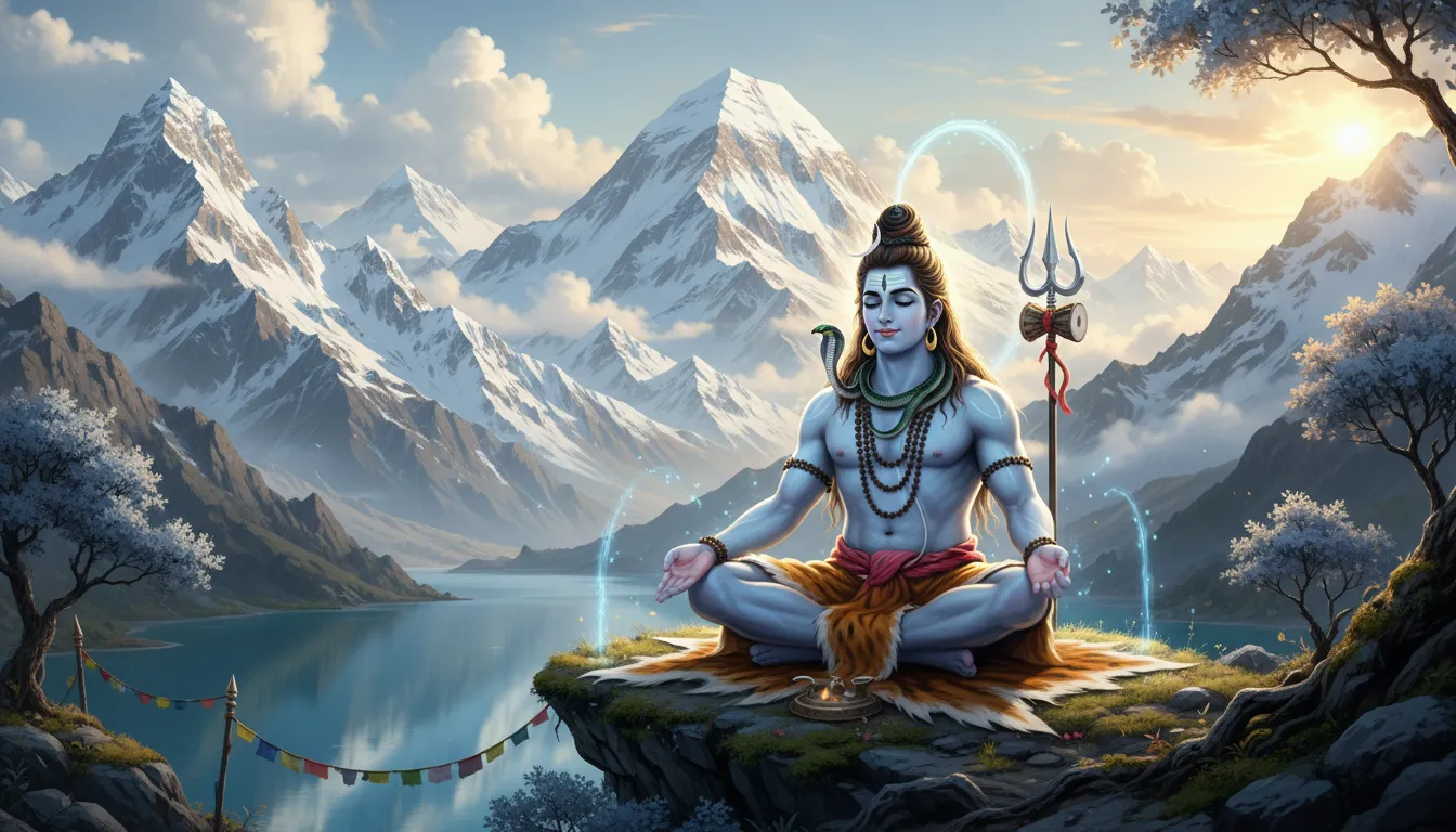 Lord Shiva near Mount Kailash in a devotional mobile wallpaper