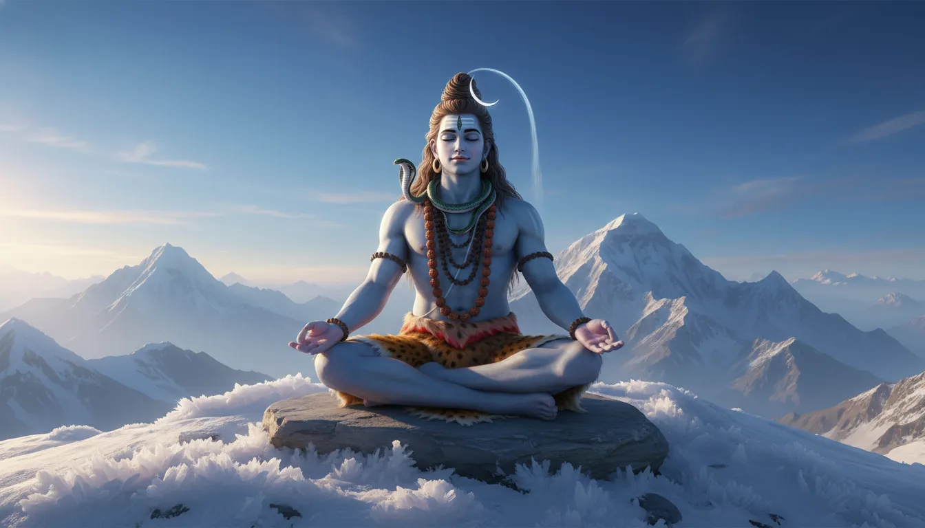 Lord Shiva meditating on Mount Kailash in 1080p resolution for mobile.