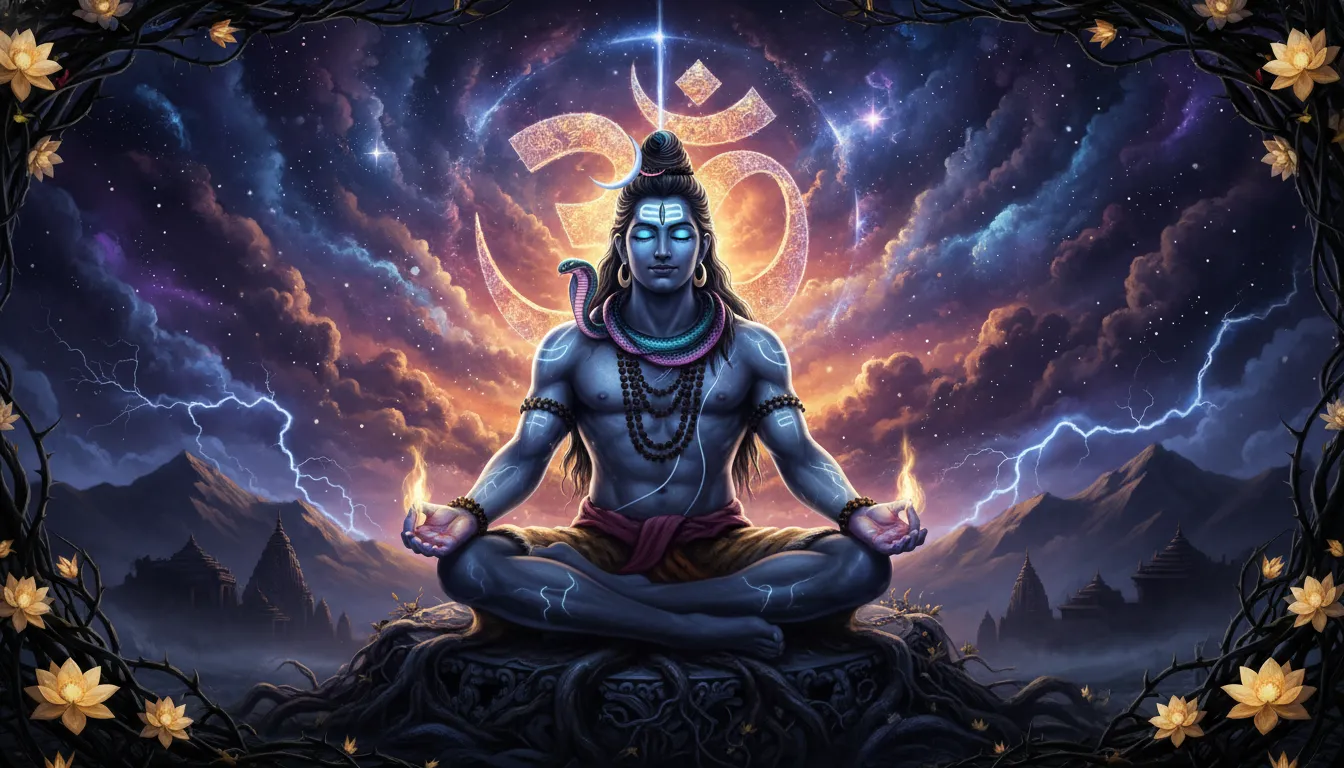 Lord Shiva meditating with trident dark aesthetic spiritual wallpaper