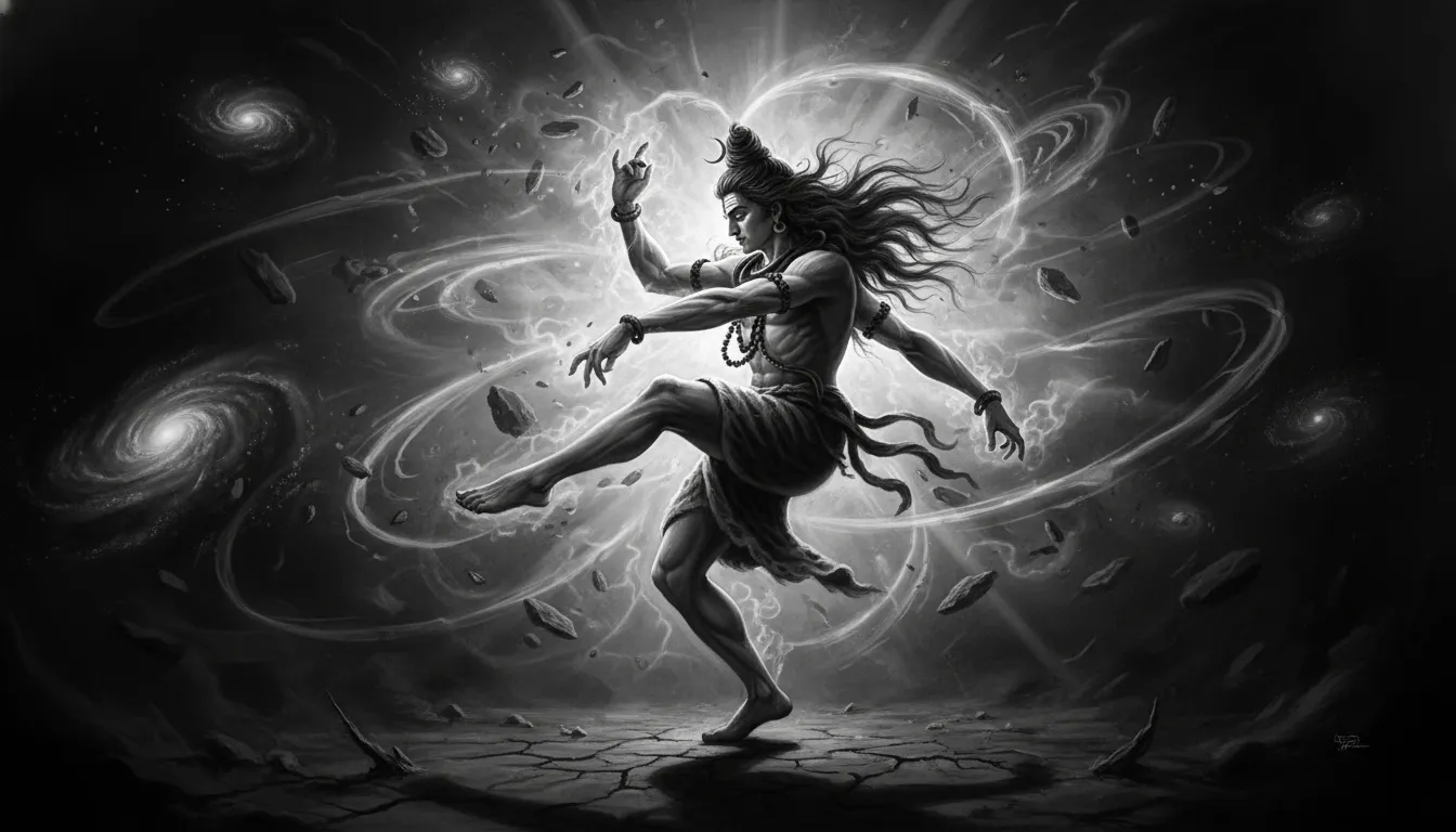 Lord Shiva Tandav dance black and white HD artwork