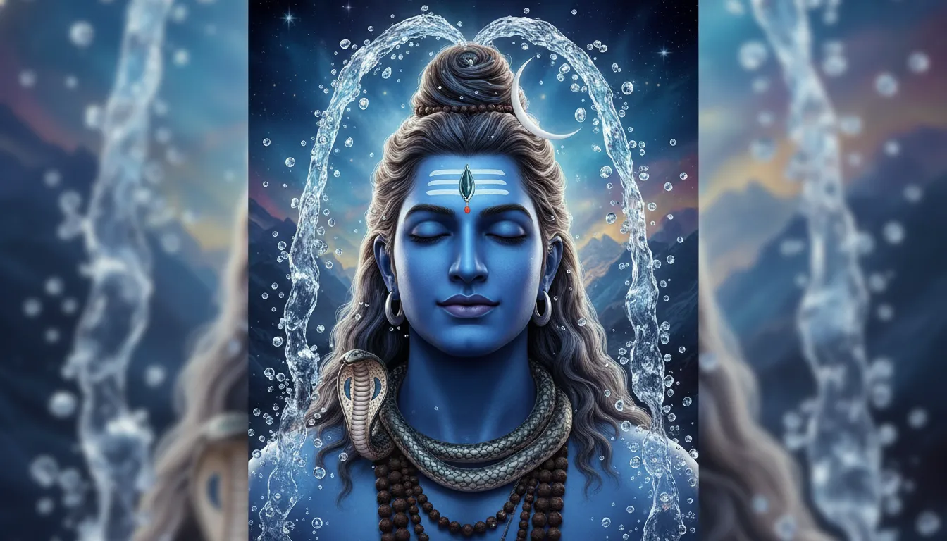 Lord Shiva with water flowing from his hair (Ganga) for mobile.