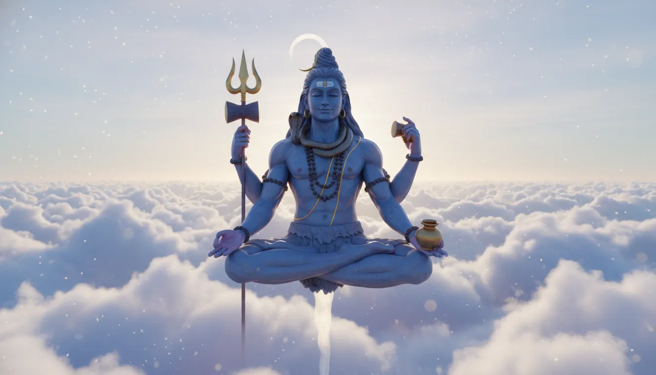 Lord Shiva images 3d hd 1080p download floating in clouds.