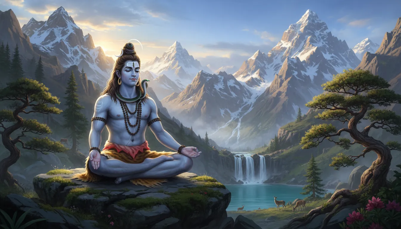 lord shiva sitting in mountains peaceful meditation wallpaper