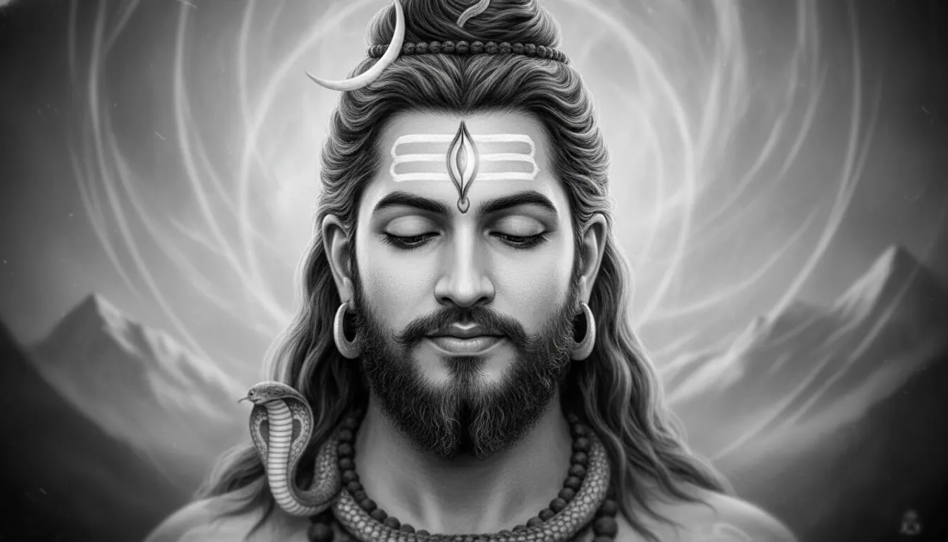 Lord Shiva third eye black and white HD portrait
