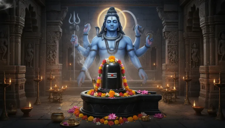 Spiritual image of Lord Shiva manifesting from a Shiva Lingam, 1080p HD download for mobile.