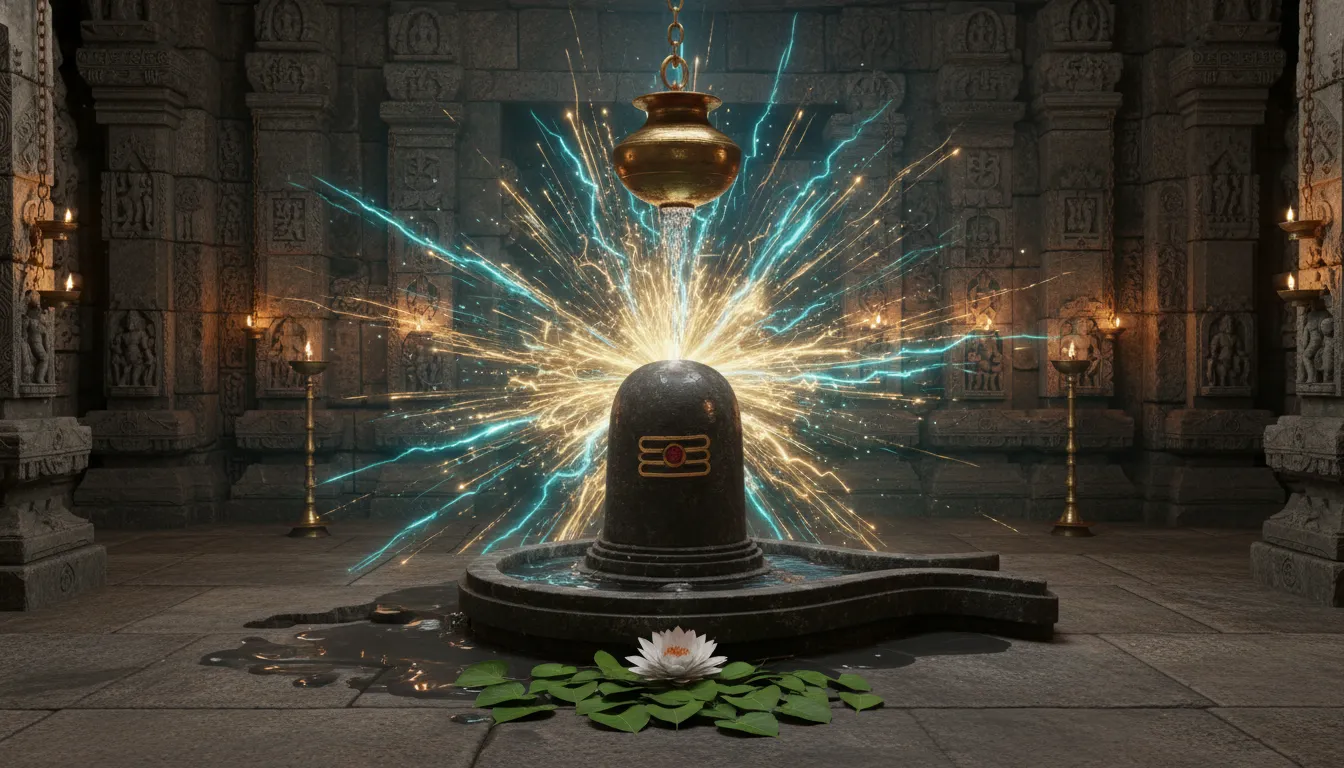 Holy Shiva Lingam with cosmic energy har har mahadev photo 3d.