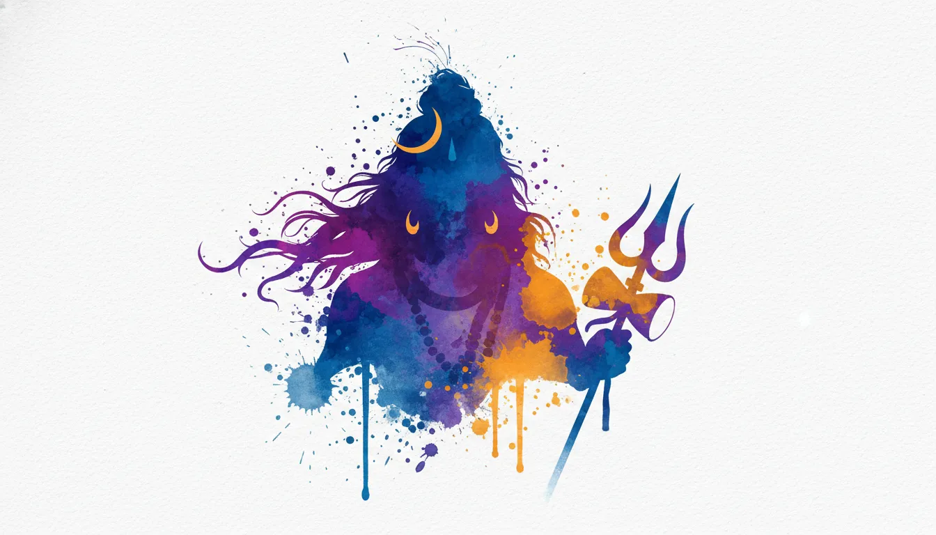 Abstract watercolor painting of Lord Shiva silhouette in full HD 1080p.