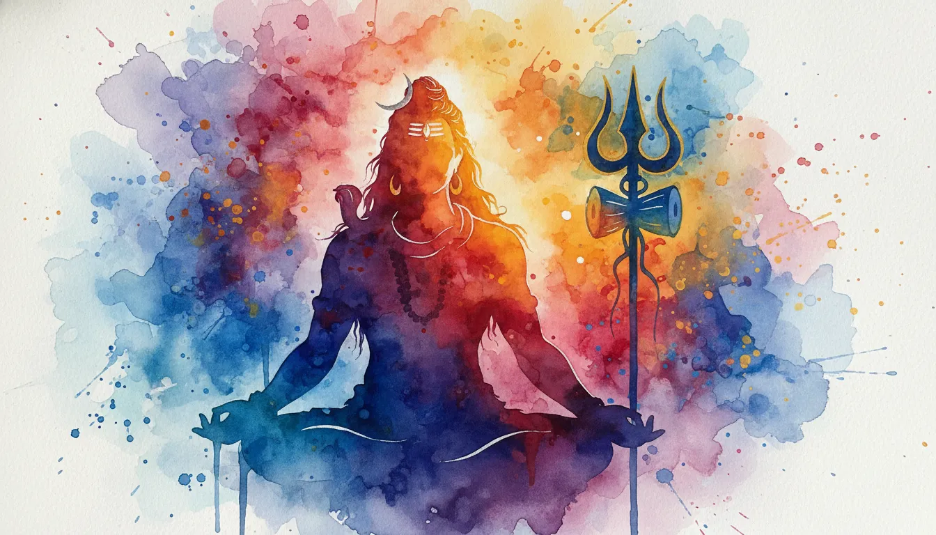 Artistic watercolor painting of Mahakal Mahadev photo silhouette