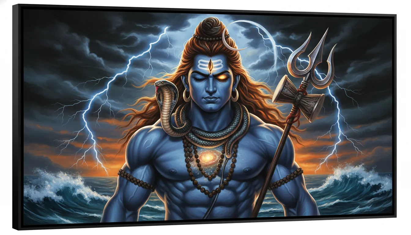 Powerful Rudra avatar of Lord Shiva with third eye open photo frame