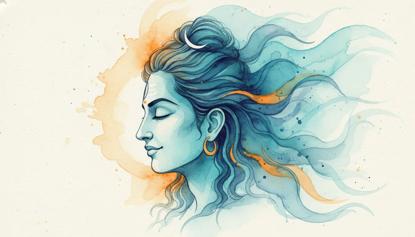 Minimalist watercolor painting of Lord Shiva mahadev profile photo