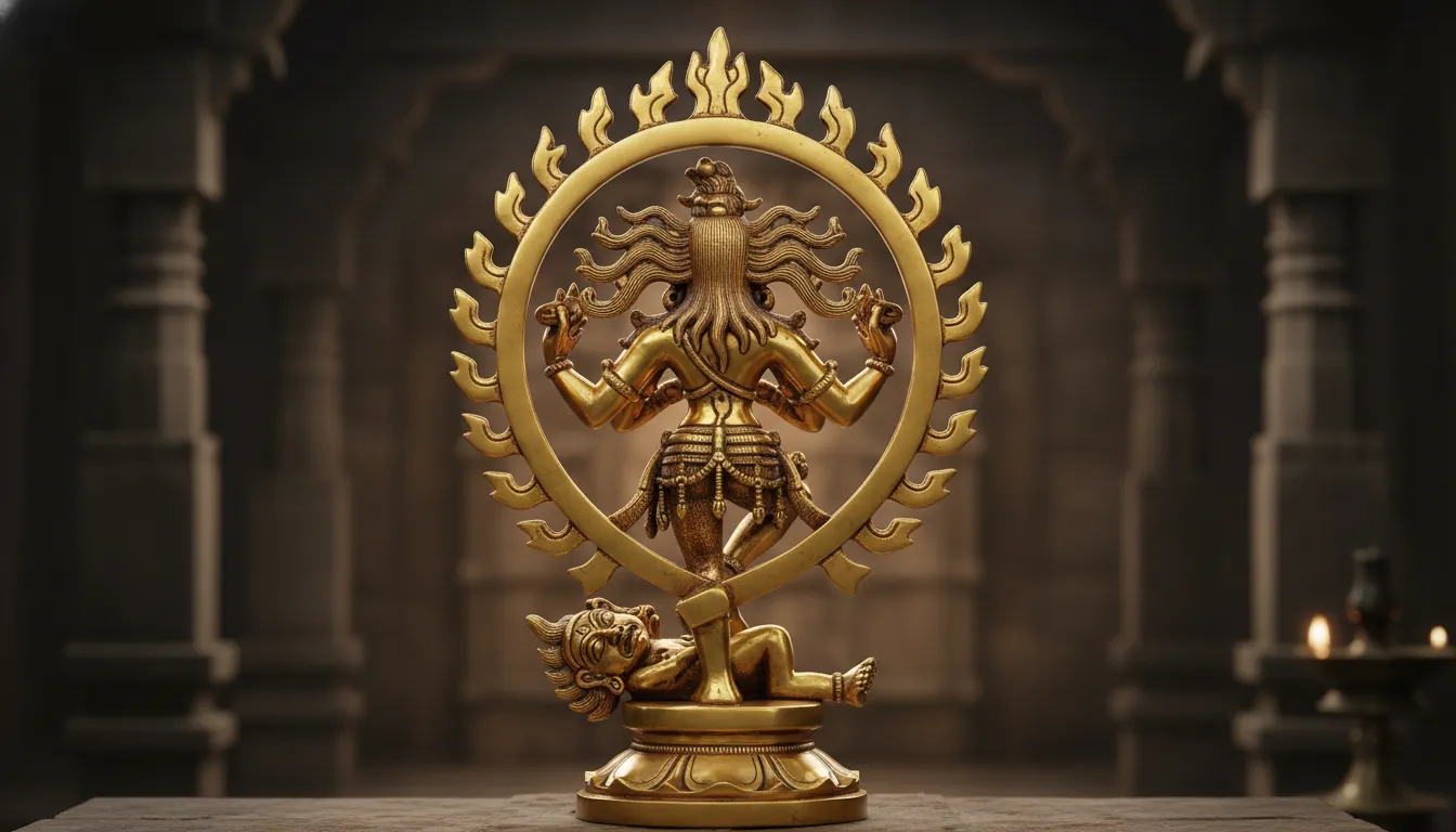 golden nataraja sculpture back view showing hidden intricate carvings
