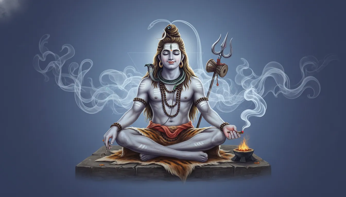Smoke art of Lord Shiva Bholenath in deep sadhana PNG