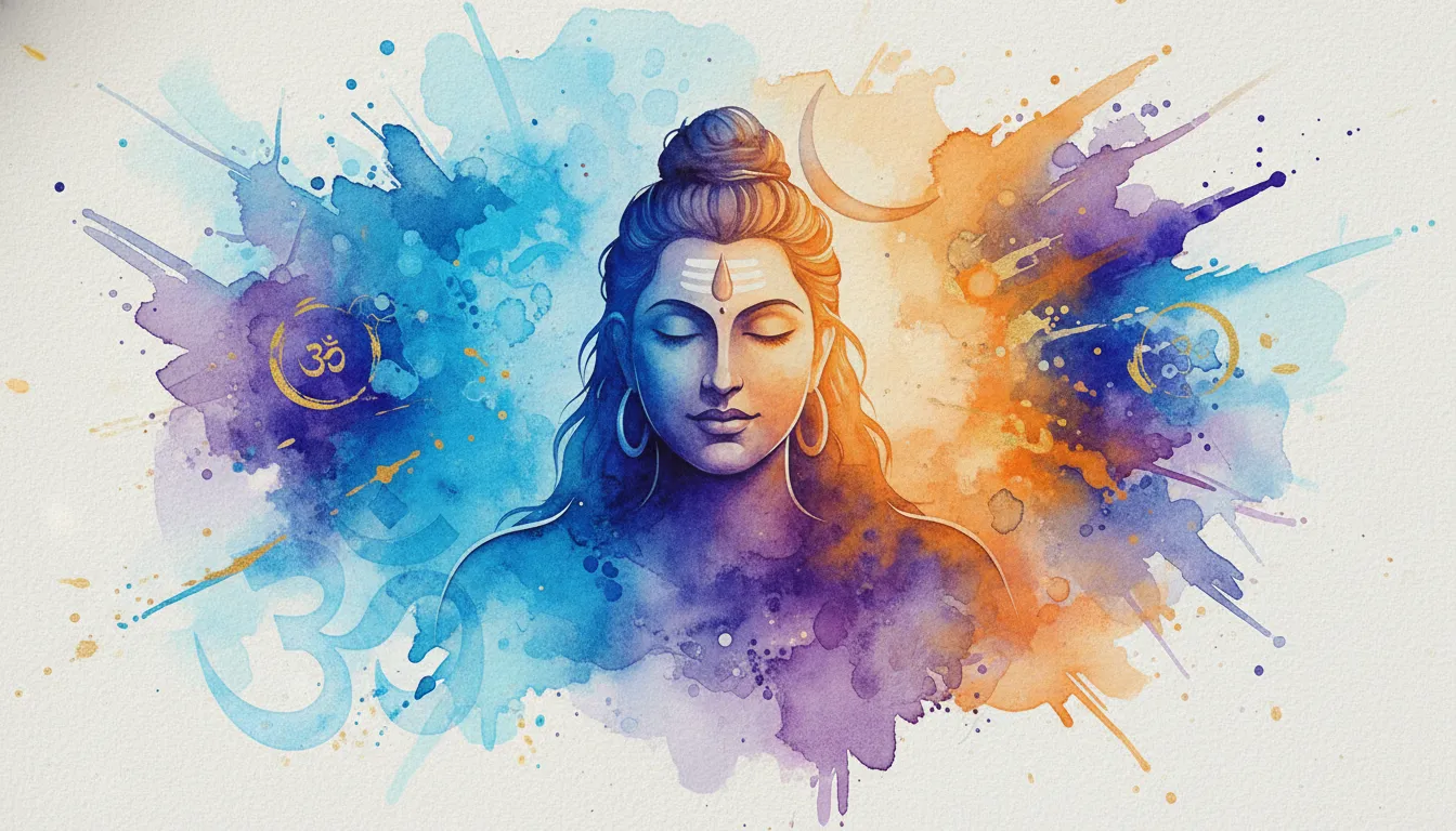 Abstract watercolor painting of Lord Shiva for spiritual DP.