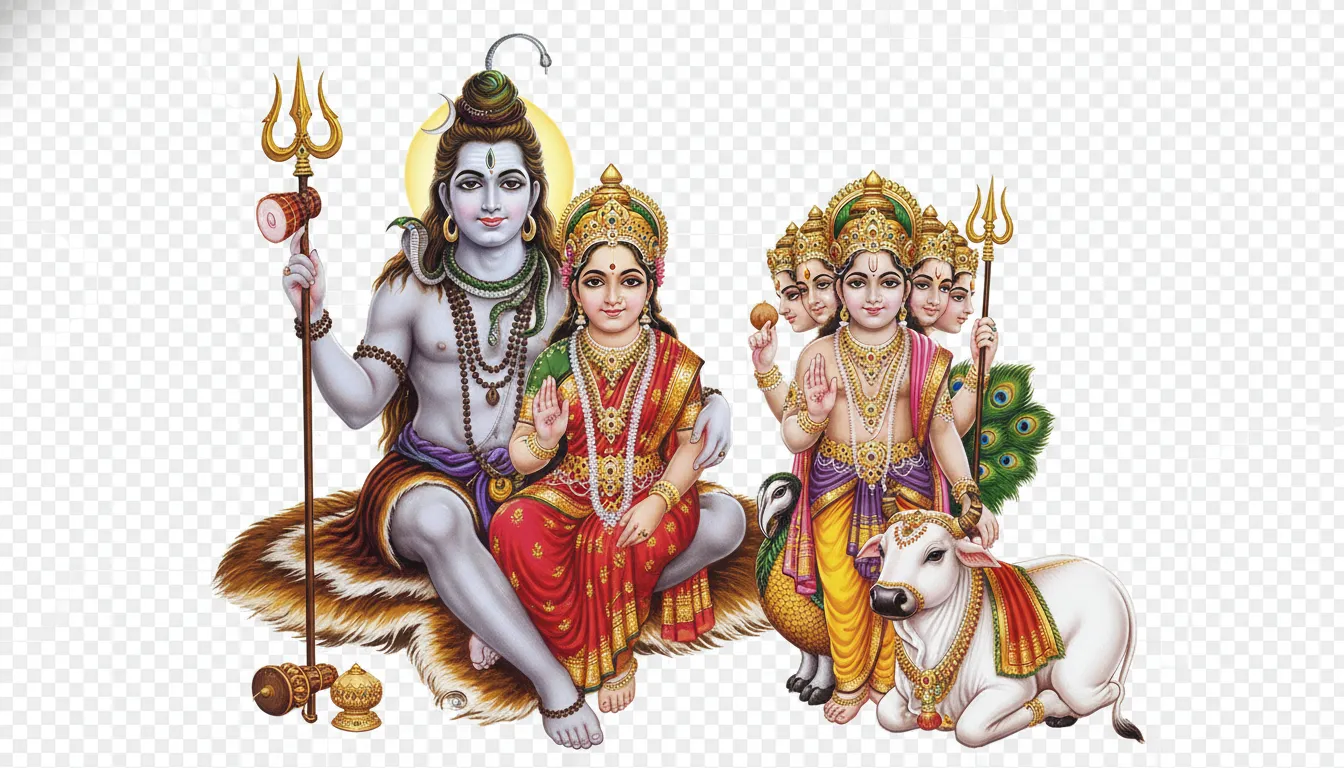 Shiv Parivar including Shiva Parvati Ganesha Kartikeya PNG