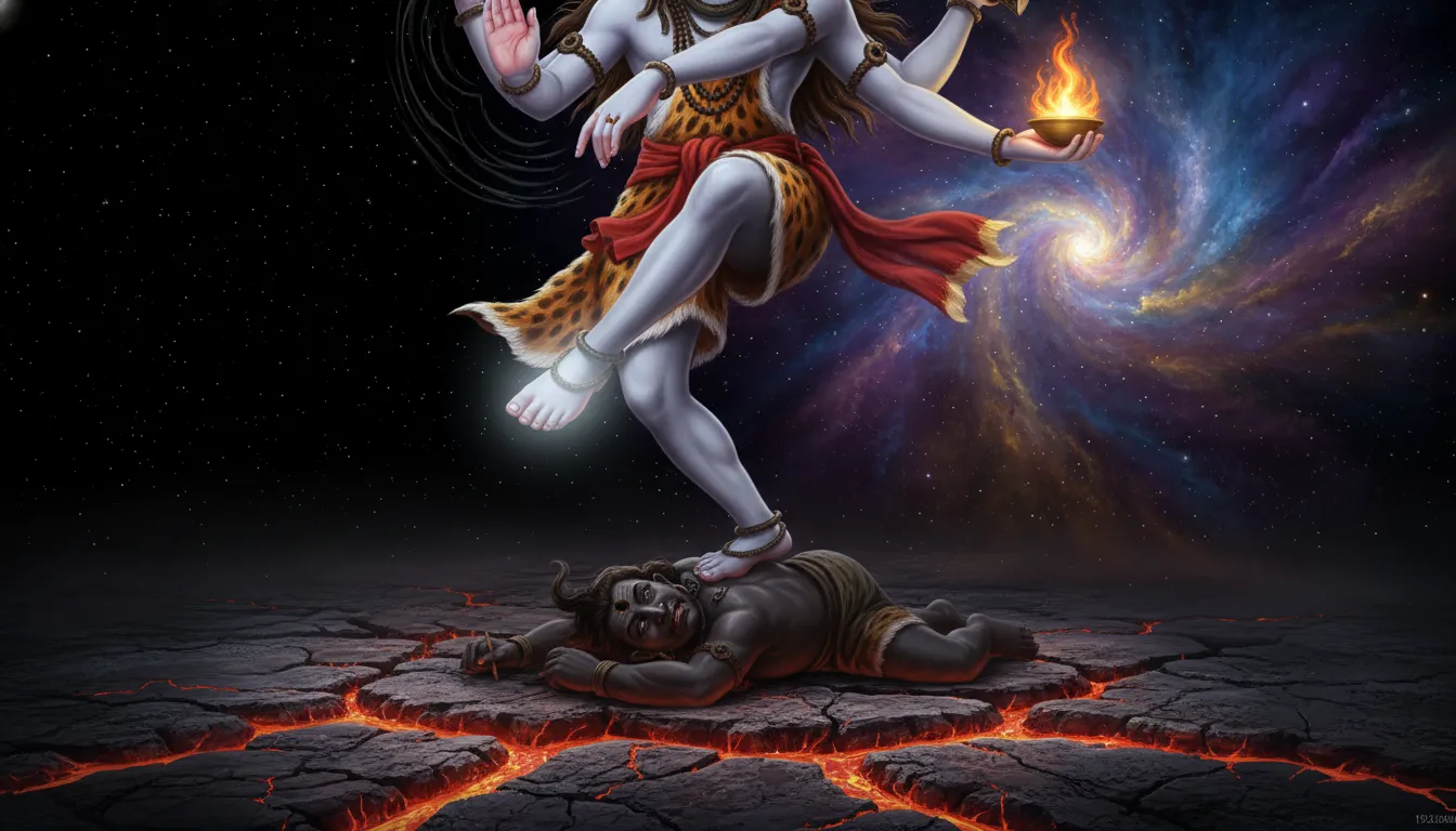 Symmetrical view of Lord Shiva’s four arms during the Nataraja dance