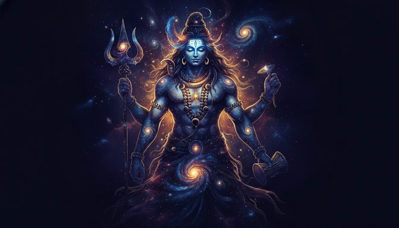 Cosmic Mahakal Lord Shiva with galaxy stars transparent PNG