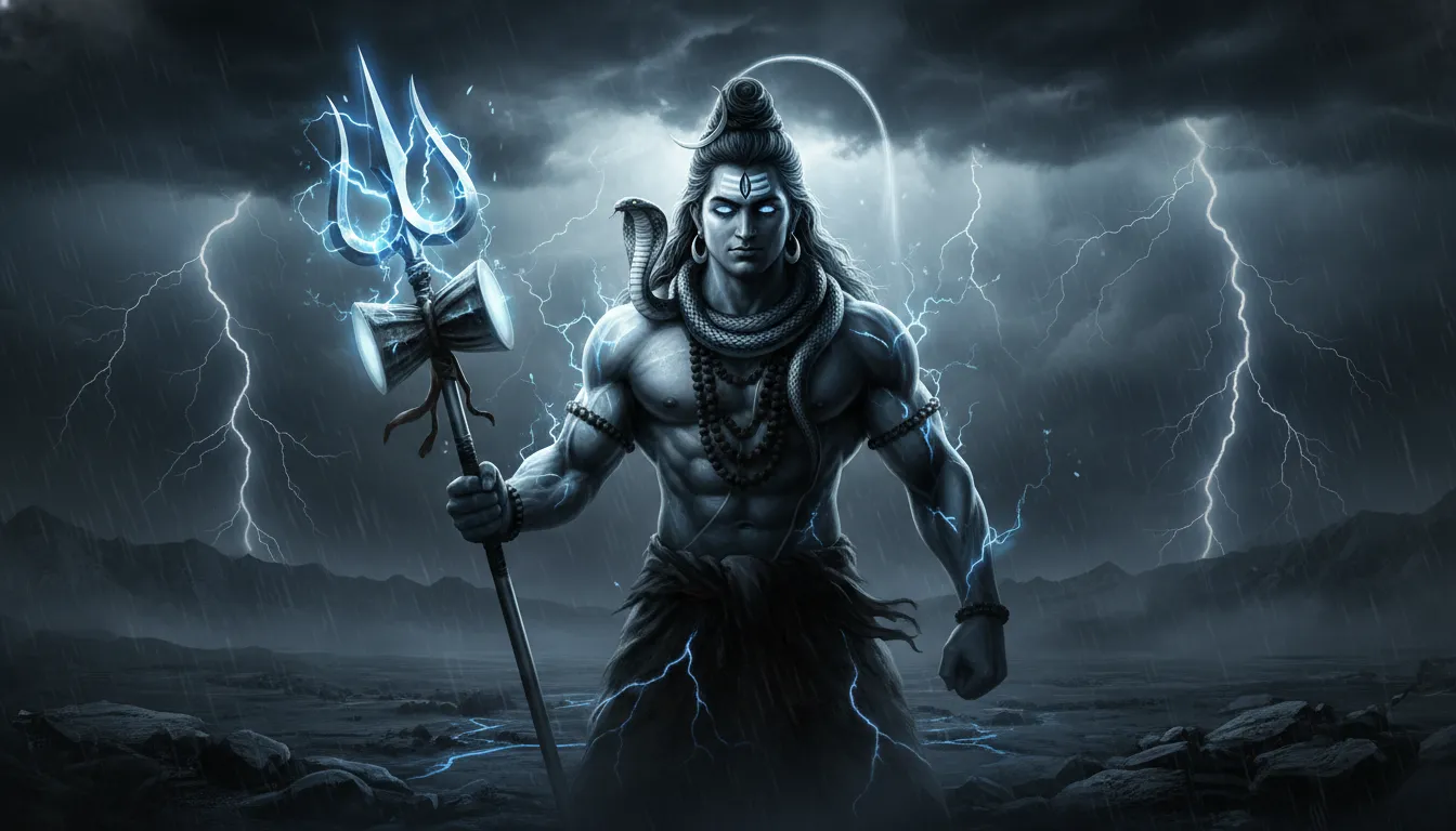 Dark cinematic and fierce look of Lord Shiva with Trishul mahadev dp photo