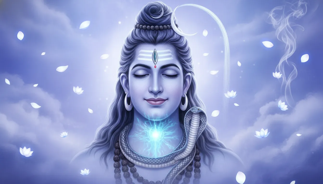 Spiritual Dev ke Dev Mahadev photo of Lord Shiva as Neelkanth with a beautifully glowing blue throat after consuming poison.