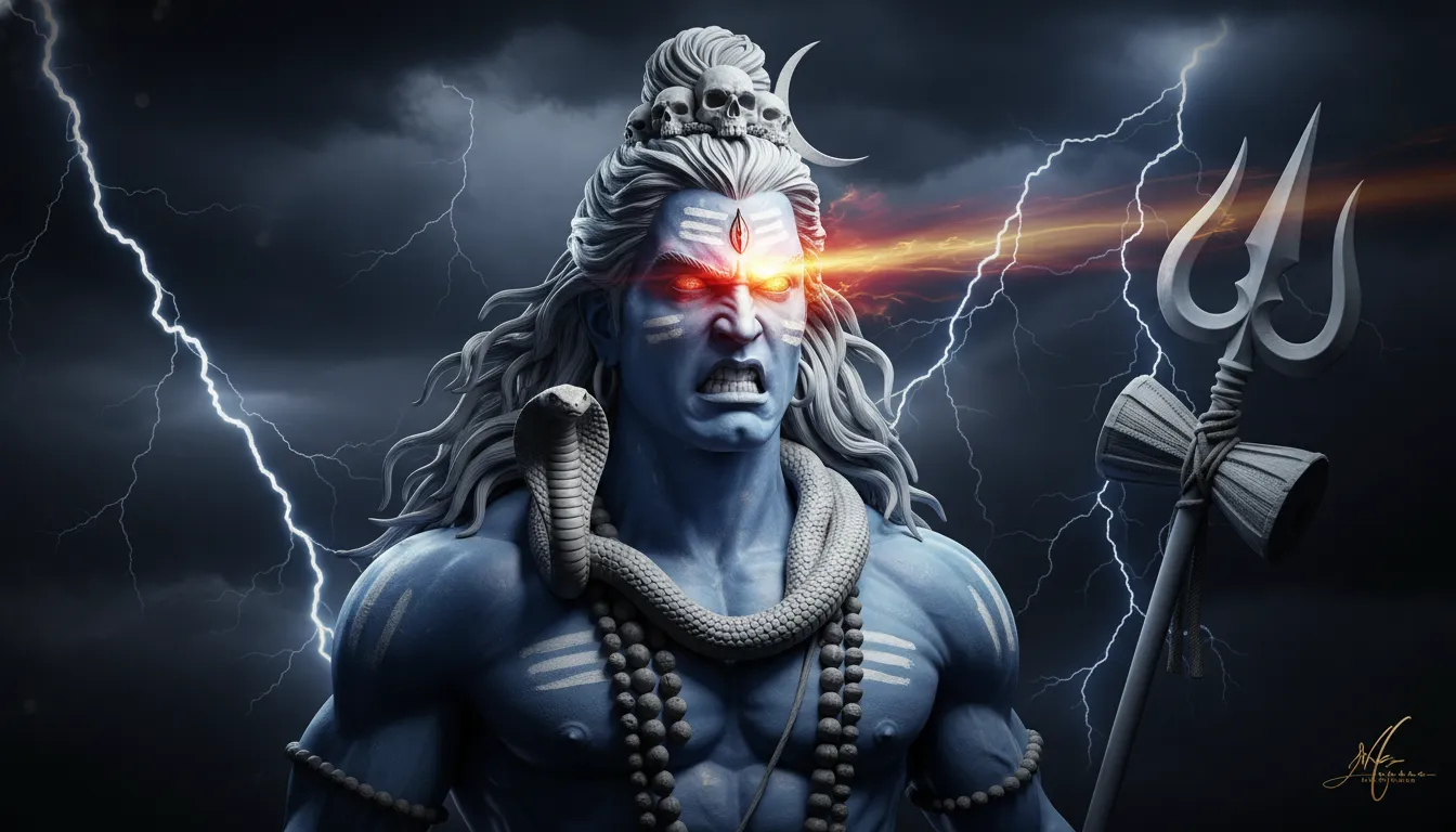 Angry Rudra avatar har har mahadev photo 3d wallpaper.