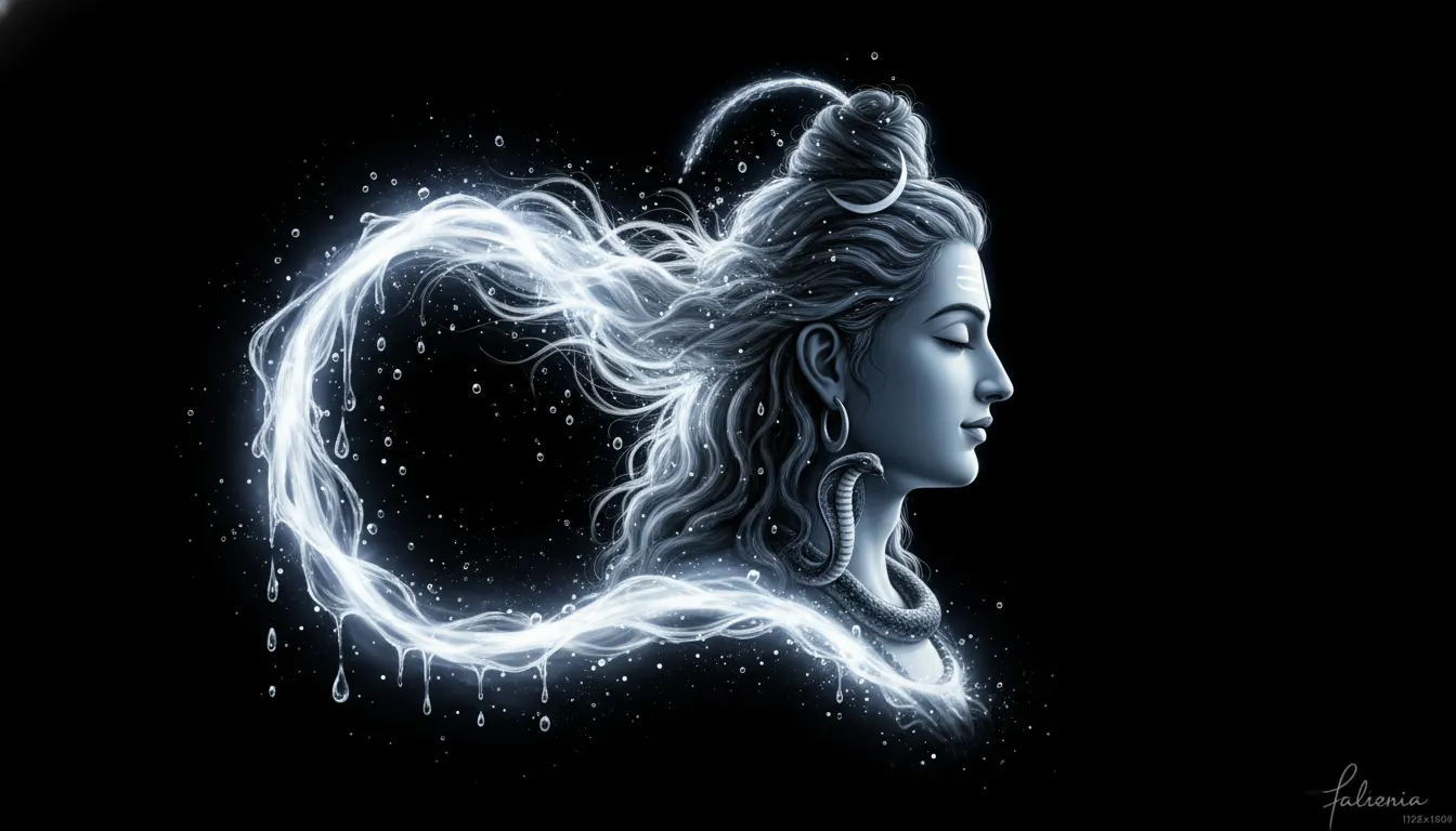Holy river Ganga flowing from hair mahadev photo with black background