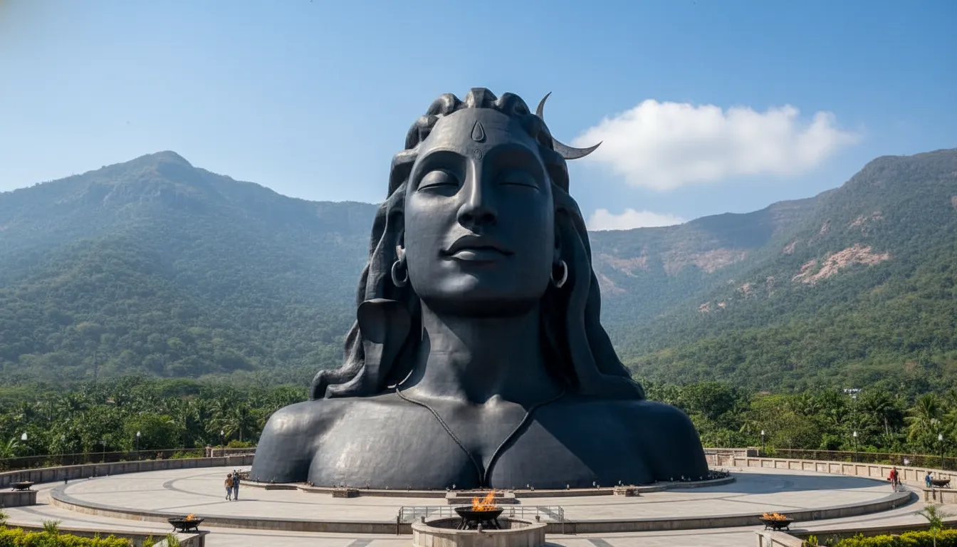 Adiyogi Shiva bust statue at Isha Foundation Mahadev mandir Coimbatore