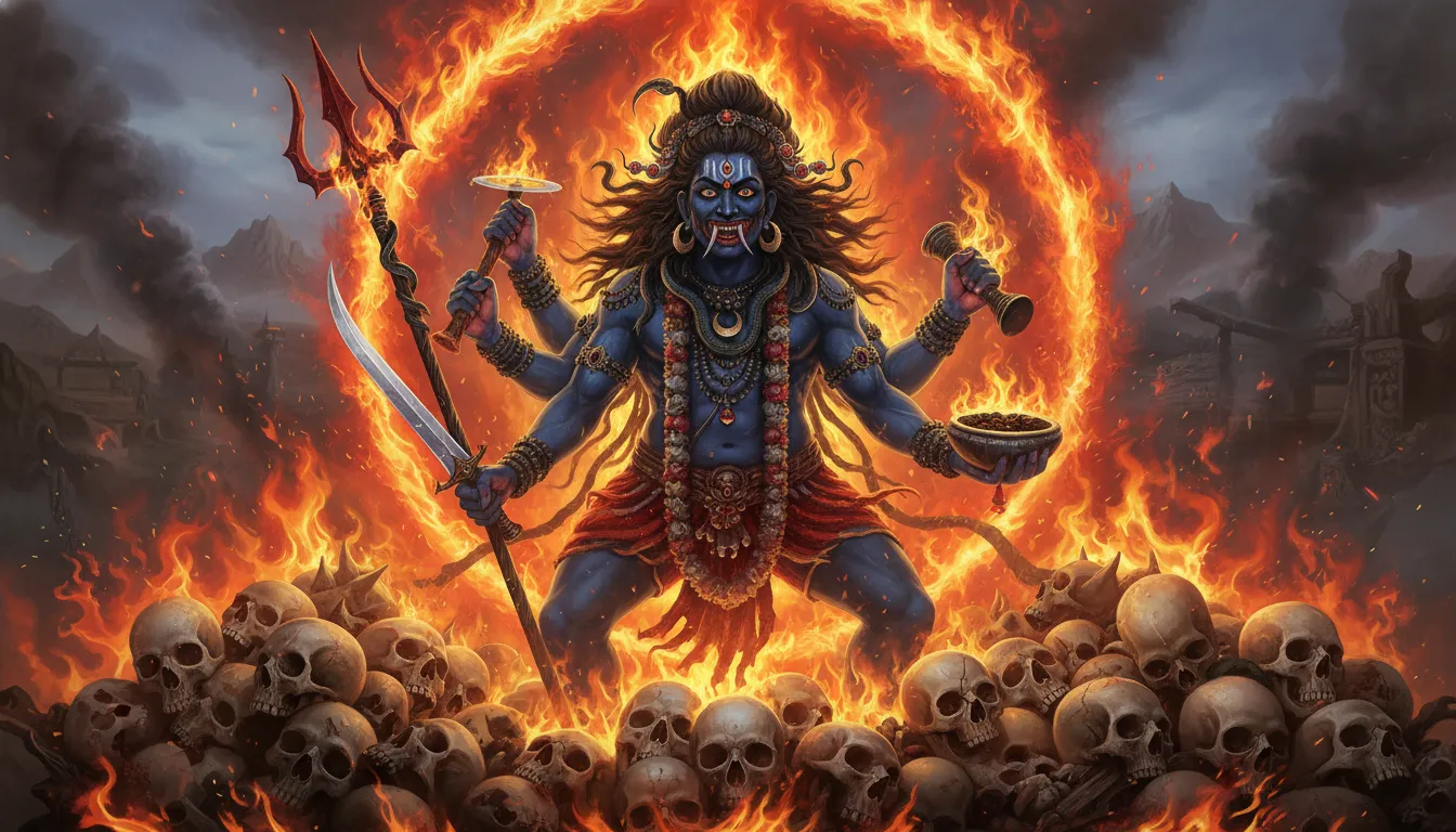 kala bhairava hd image fire background skulls