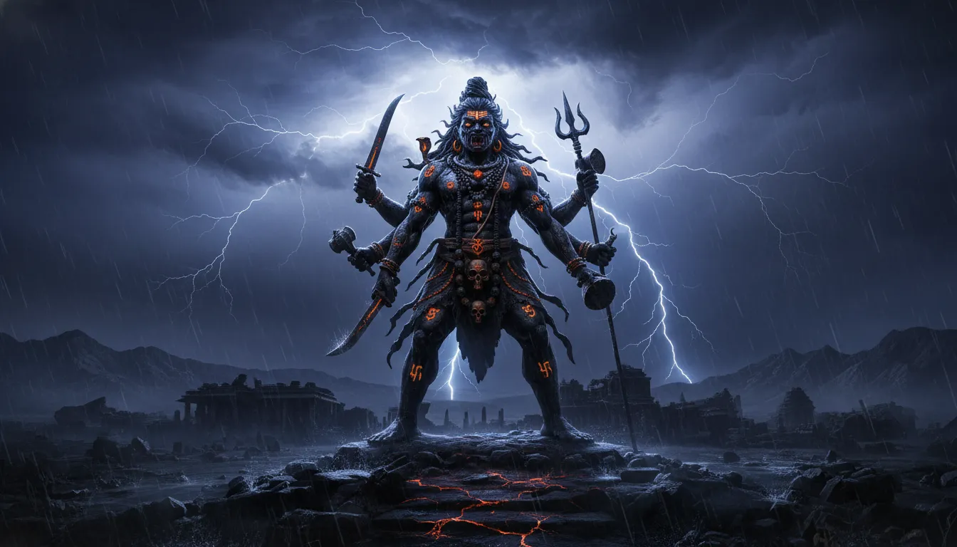 kala bhairava hd image night sky lightning