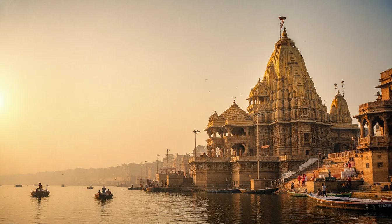 Golden spire of Kashi Vishwanath Mahadev mandir in Varanasi