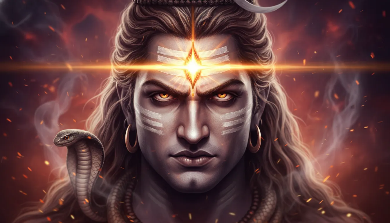 Angry Lord Shiva opening his third eye in full HD 1080p resolution.