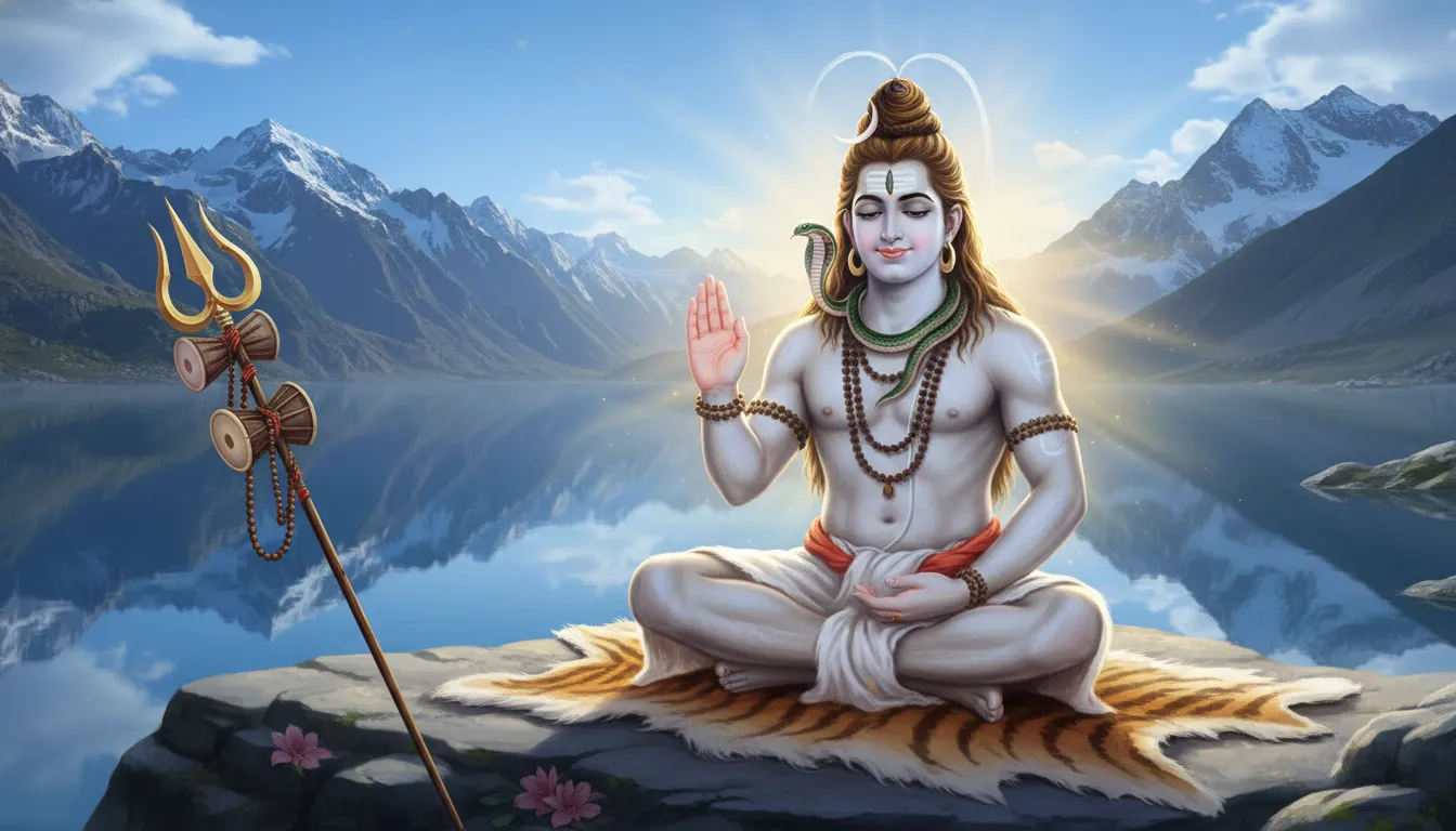Lord Shiva smiling and giving blessings in full HD 1080p resolution.