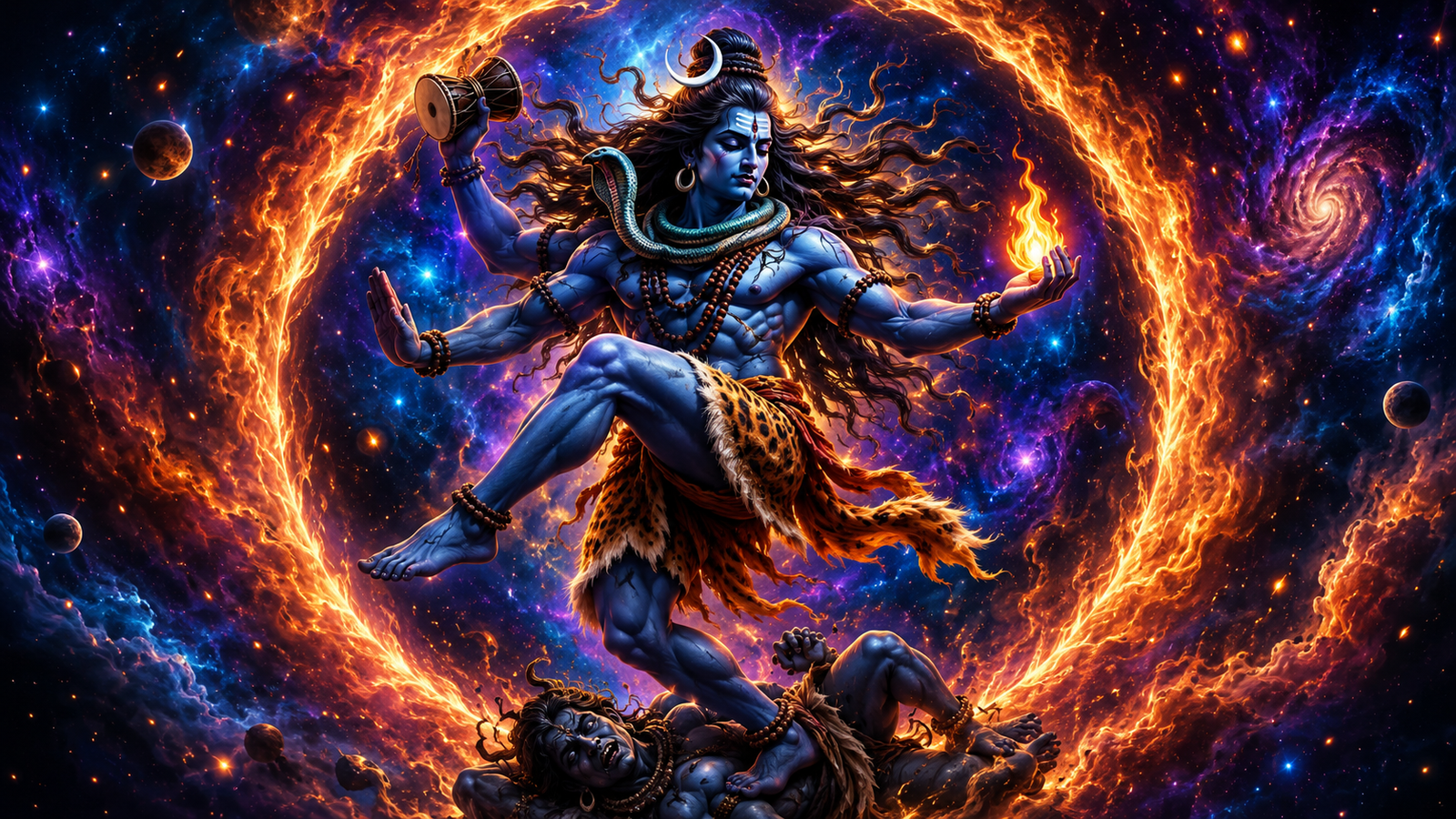 Powerful Mahadev performing the cosmic Tandav dance in the universe mahadev dp photo