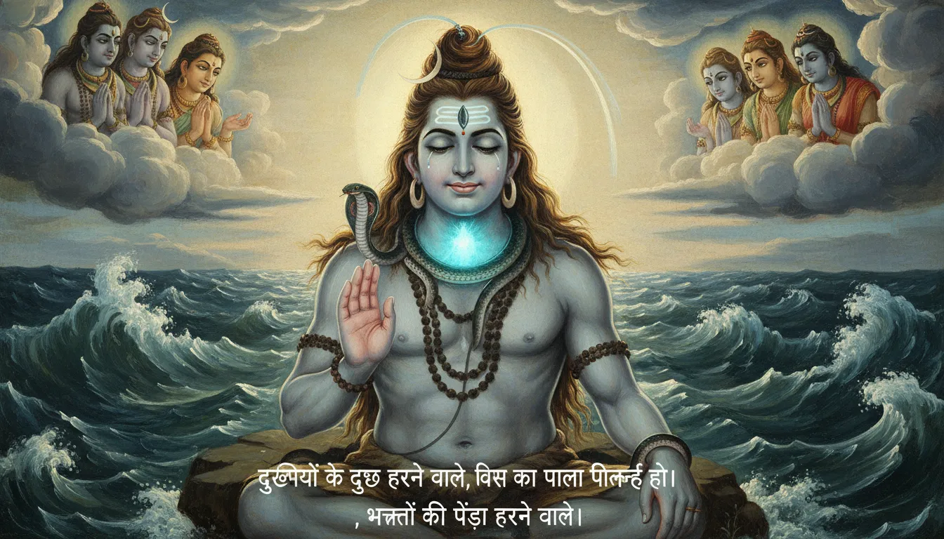 Lord Shiva Neelkanth photo drinking poison with deep devotional shayari