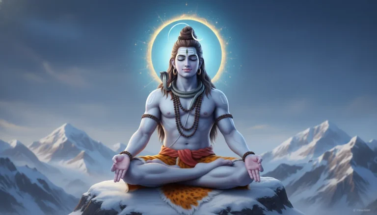 Mahadev photos hd 3d wallpaper download of Lord Shiva meditating in the snow mountains